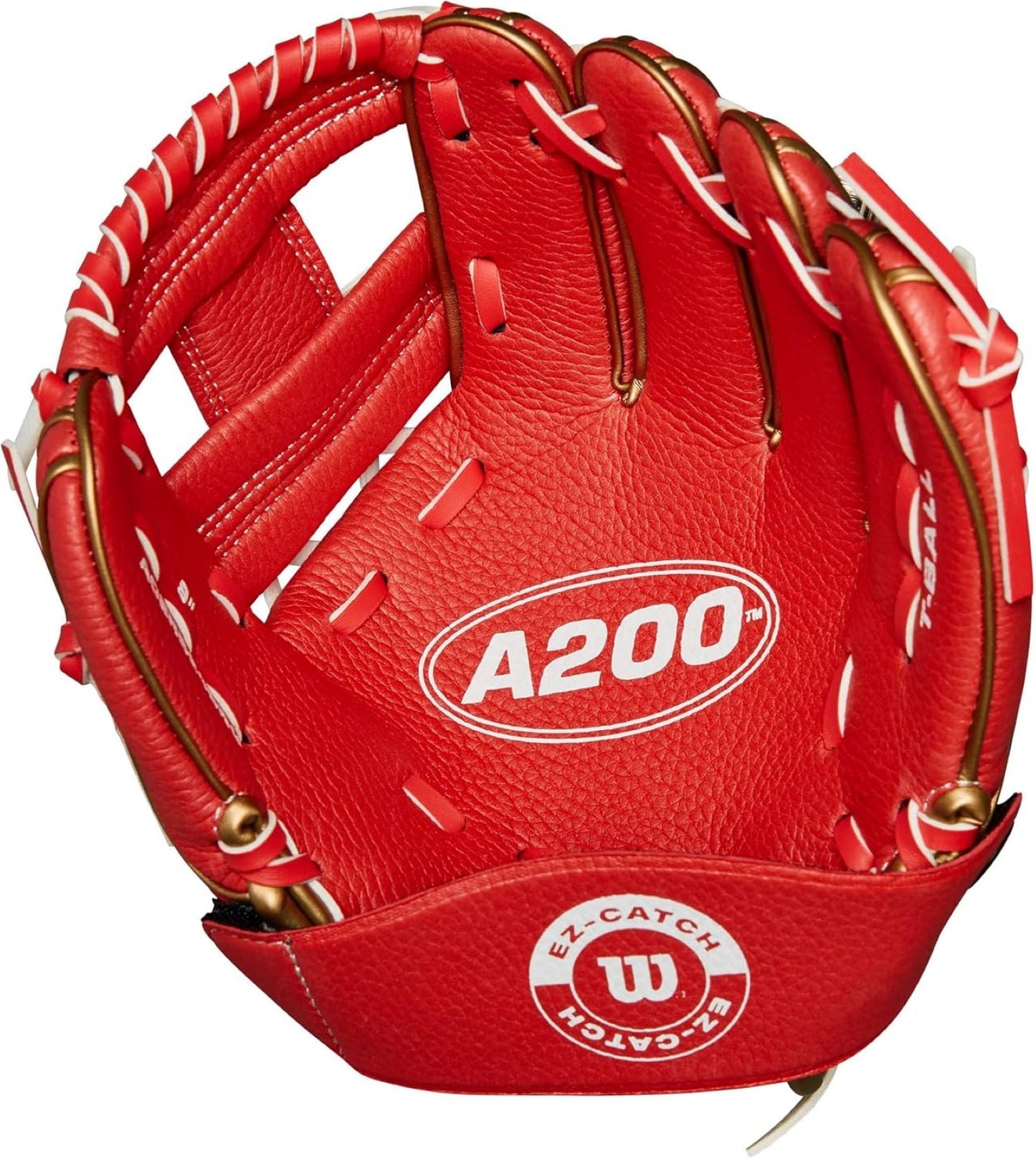 Wilson 2024 A200™ EZ Catch™ 9” T-Ball Glove - Right Hand Throw, Red/Metallic Gold