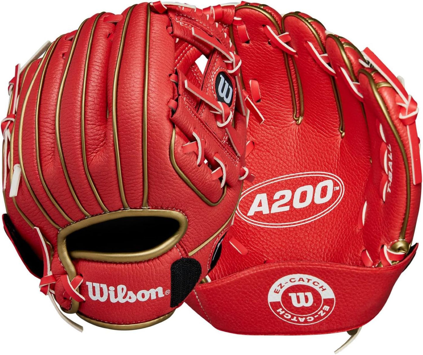 Wilson 2024 A200™ EZ Catch™ 9” T-Ball Glove - Right Hand Throw, Red/Metallic Gold