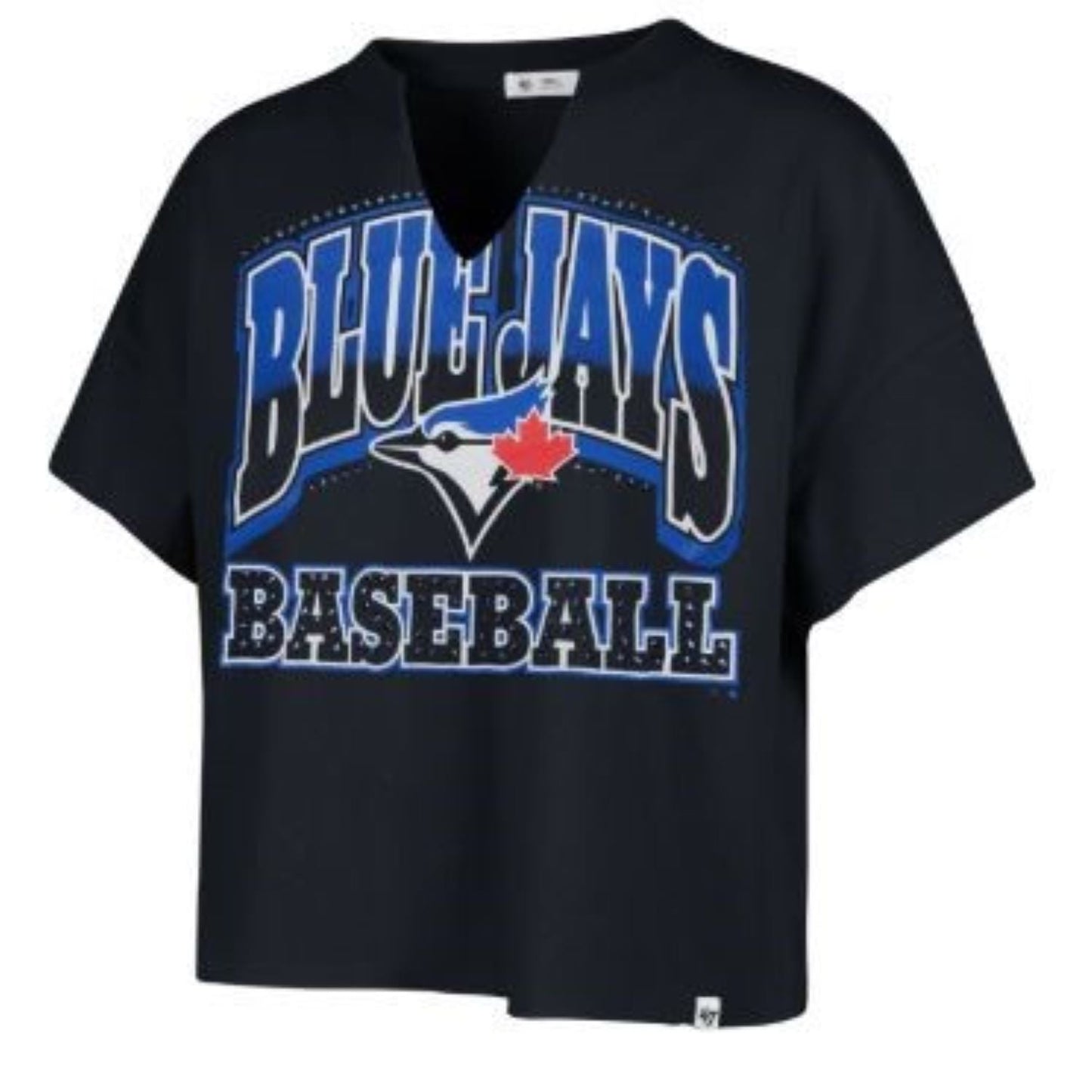 '47 MLB Women's Toronto Blue Jays Win Big Oversized Notch Neck Tee - Black