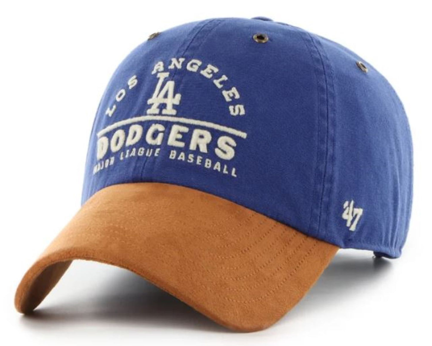 '47 MLB Los Angeles Dodgers Windham Suede Clean Up Adjustable Hat - Royal Blue/Light Brown