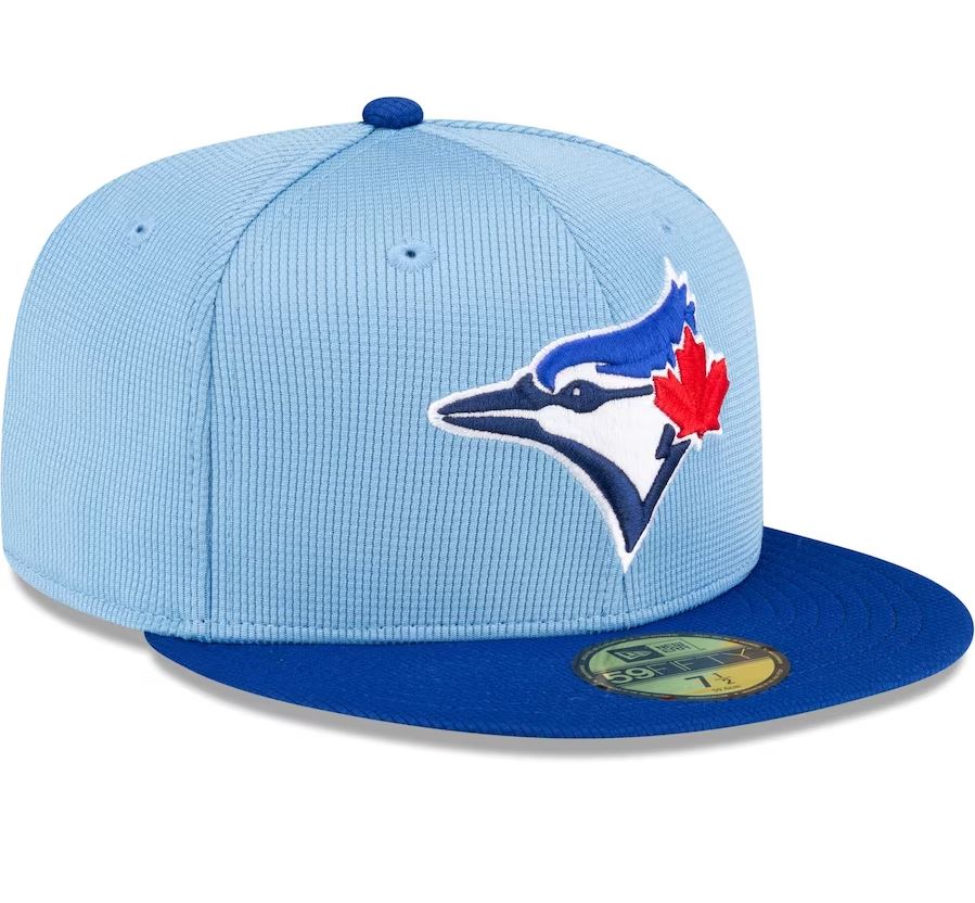 Men's New Era MLB Toronto Blue Jays 2024 Batting Practice On-Field 59FIFTY Fitted Hat - Powder Blue