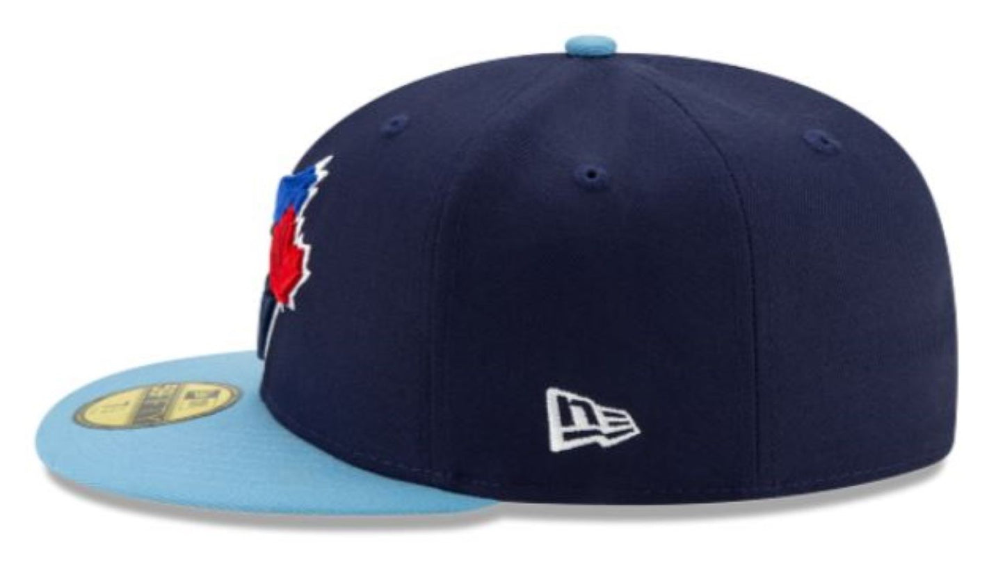 New Era 59FIFTY MLB Toronto Blue Jays 50th Anniversary Side Patch Authentic Collection Two Tone Fitted Hat - Navy/Powder Blue