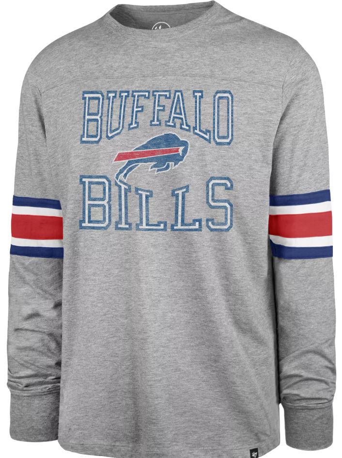 '47 Men's NFL Buffalo Bills Cover Two Brex Long Sleeve Tee - Grey