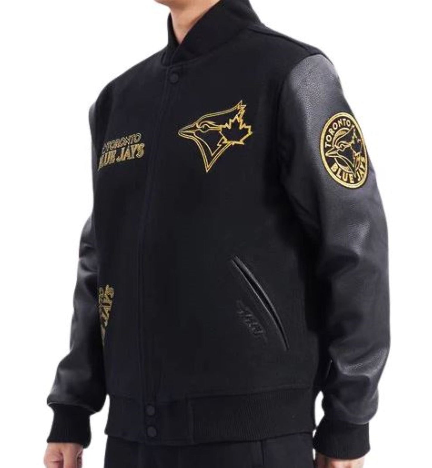 Pro Standard MLB Toronto Blue Jays Varsity Embroidered Jacket - Black/Gold