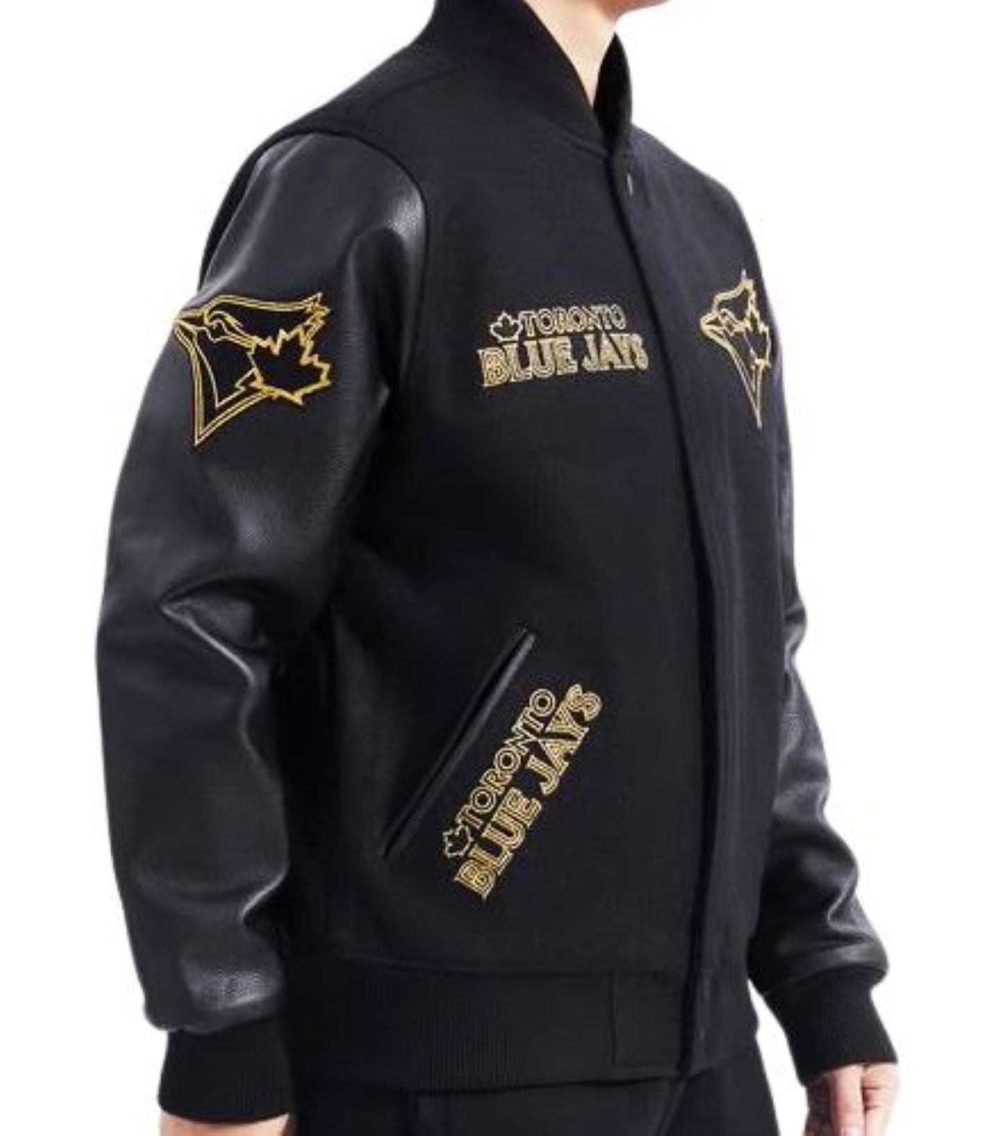 Pro Standard MLB Toronto Blue Jays Varsity Embroidered Jacket - Black/Gold