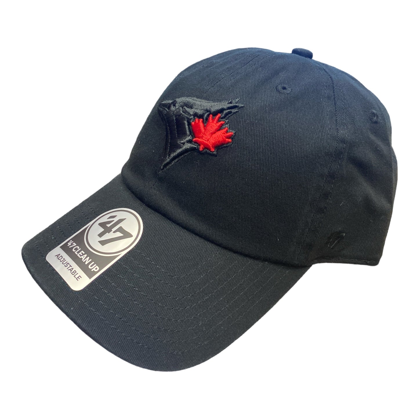 Toronto Blue Jays '47 Clean up Black on Black Red Leaf Adjustable Hat