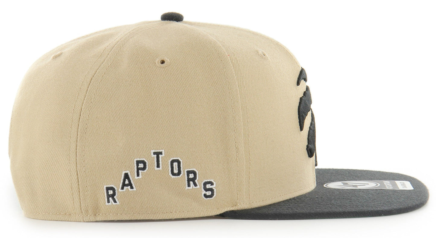 '47 Captain NBA Toronto Raptors Black Sand Snapback Hat w/ Sidepatch - Khaki/Black
