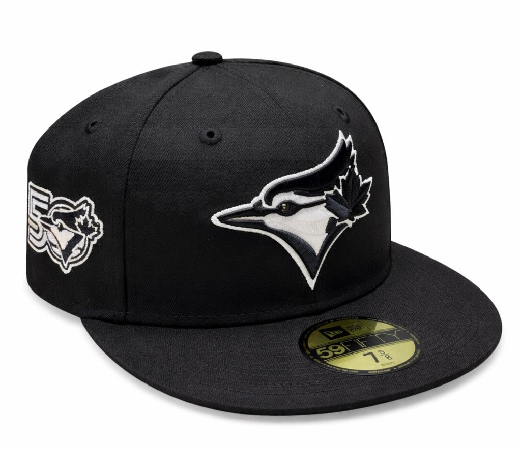 New Era 59FIFTY MLB Toronto Blue Jays 50th Anniversary Side Patch Custom Collection Fitted Hat - Black/White