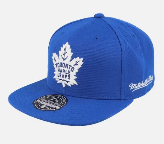 Mitchell and Ness Toronto Maple Leafs Vintage Fitted Hat with 75th Anniversary Sidepatch - Blue