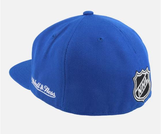 Mitchell and Ness Toronto Maple Leafs Vintage Fitted Hat with 75th Anniversary Sidepatch - Blue