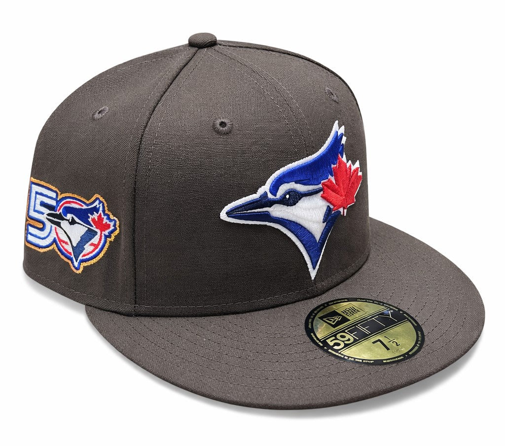New Era 59FIFTY MLB Toronto Blue Jays 50th Anniversary Side Patch Custom Collection Fitted Hat - Brown