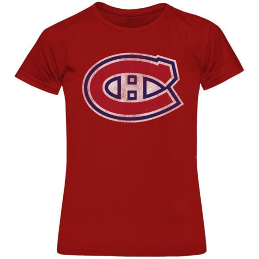 Women's Bulletin NHL Montreal Canadiens Primary Distressed Logo T-Shirt - Red