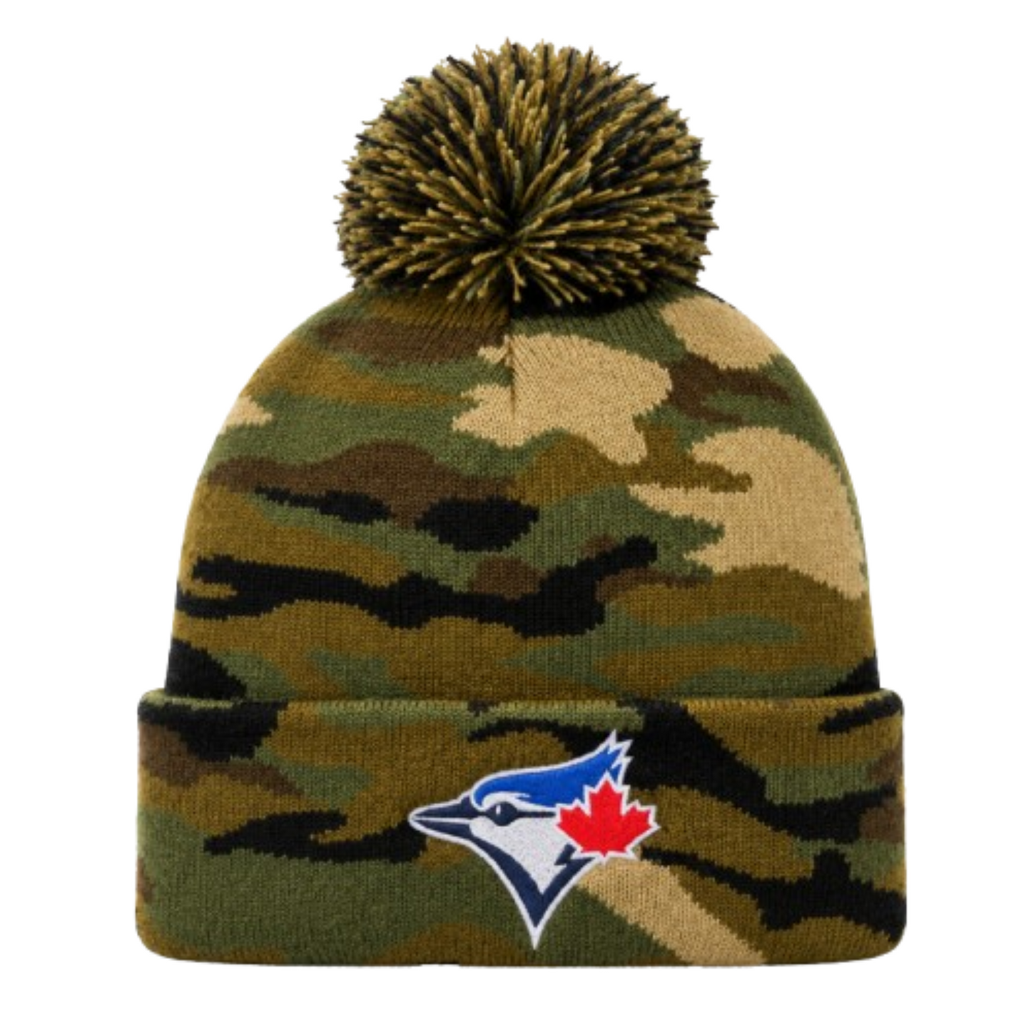 Mitchell & Ness MLB Toronto Blue Jays Custom Cuff Knit Beanie with Pom - Camo