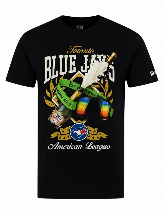 New Era MLB Toronto Blue Jays Champagne and Goggles ALCS 2025 Tee - Black