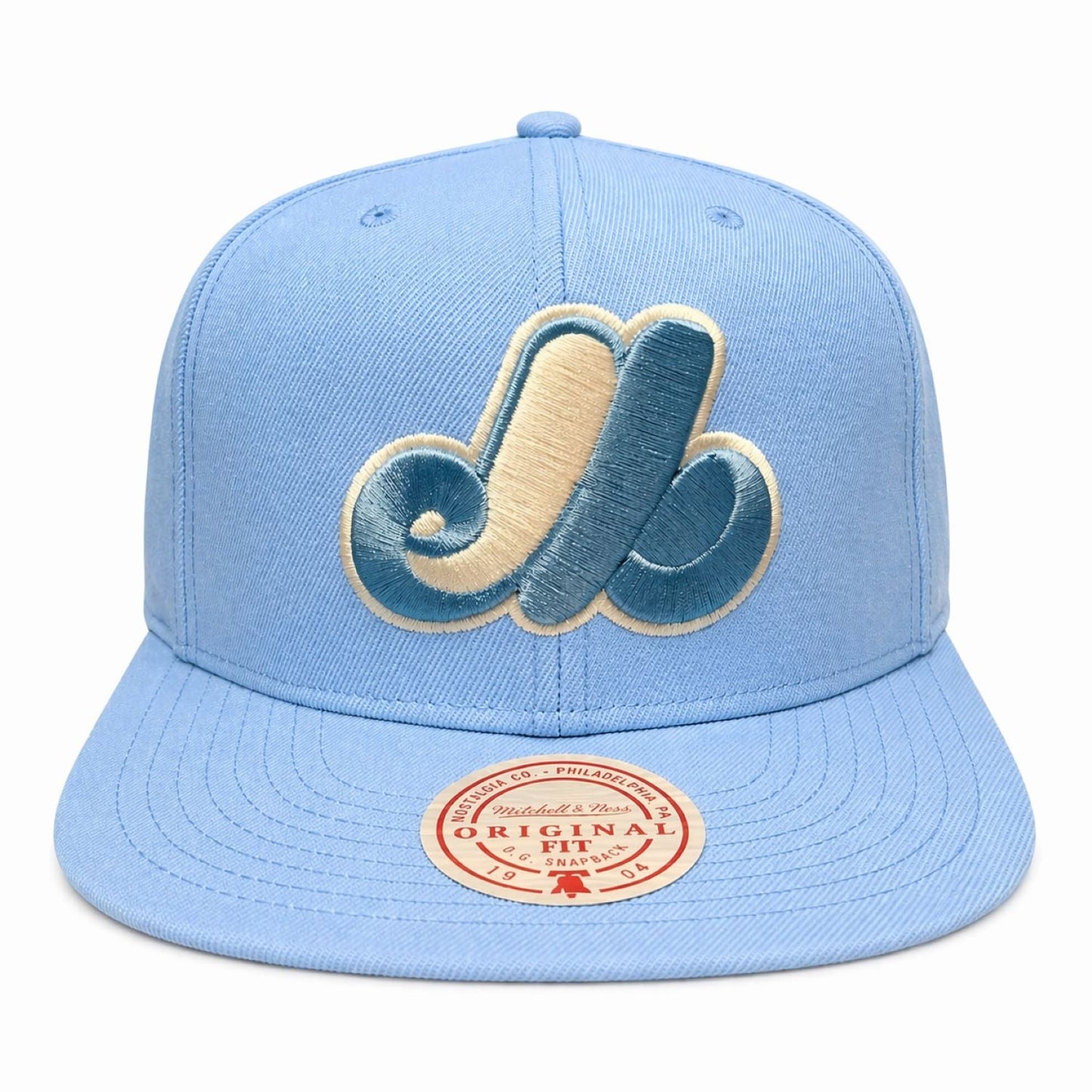 Mitchell & Ness MLB Montreal Expos Sidepatch Original Fit Adjustable Snapback Hat - Light Blue