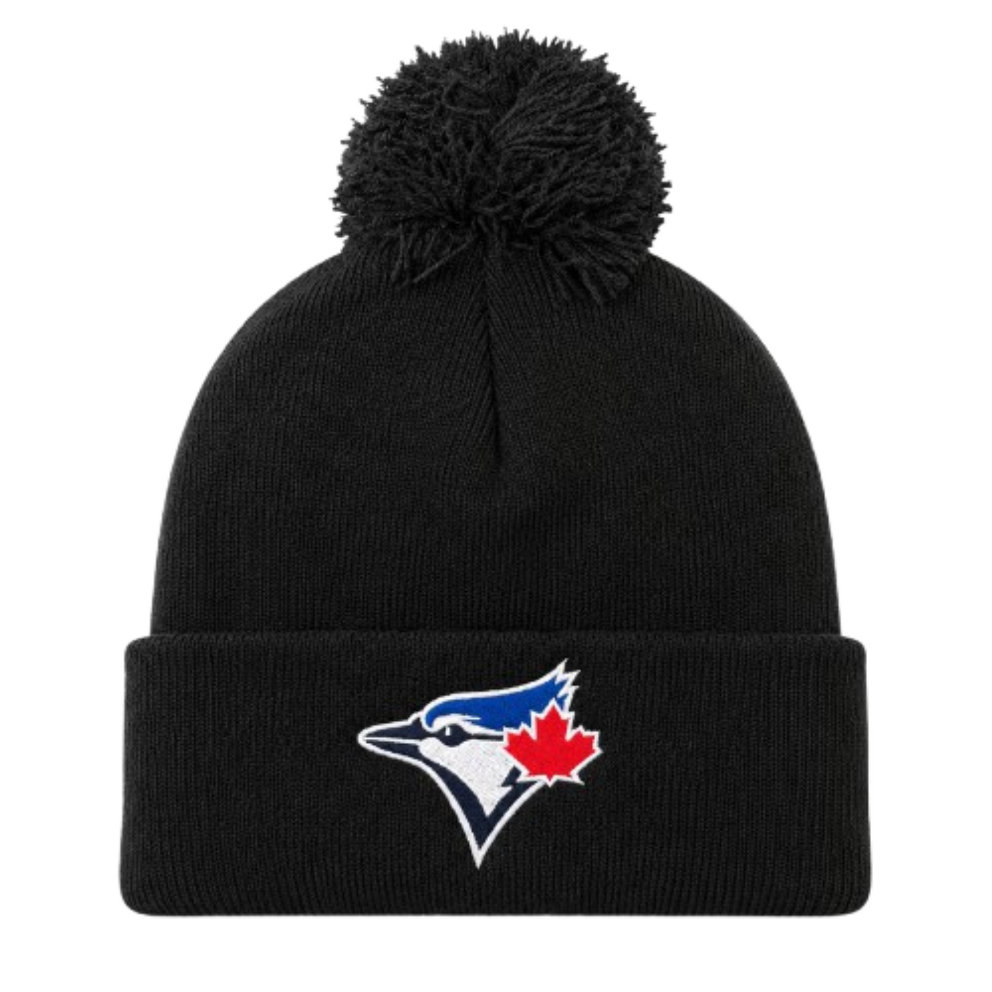 Mitchell & Ness MLB Toronto Blue Jays Custom Cuff Knit Beanie with Pom - Black
