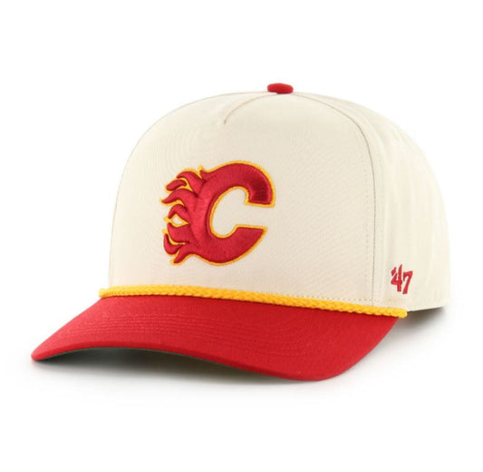 '47 NHL Calgary Flames Natural Rope TT Hitch Adjustable Snapback Hat - Beige/Red