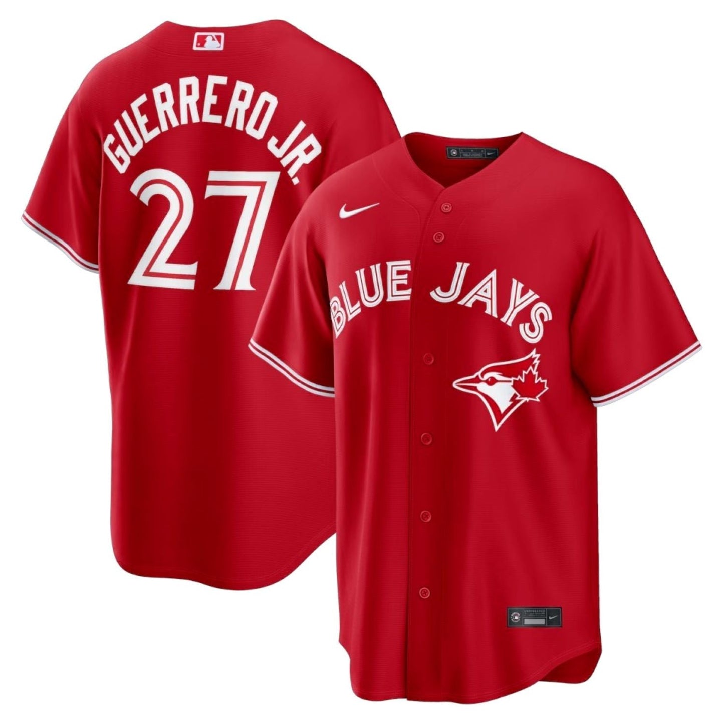 Men's Nike MLB Toronto Blue Jays Canada Day Replica Vladimir Guerrero #27 Stitched Name and Number Jersey - Scarlet