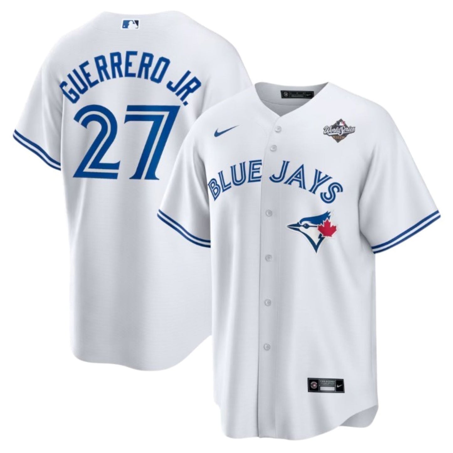Nike MLB Toronto Blue Jays Vladimir Guerrero Jr. #27 Replica 2025 World Series Patch Jersey - White
