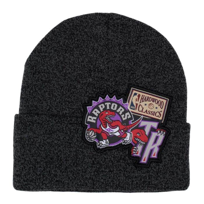 Toronto Raptors Mitchell & Ness Logo Patch Knit Hat - Grey