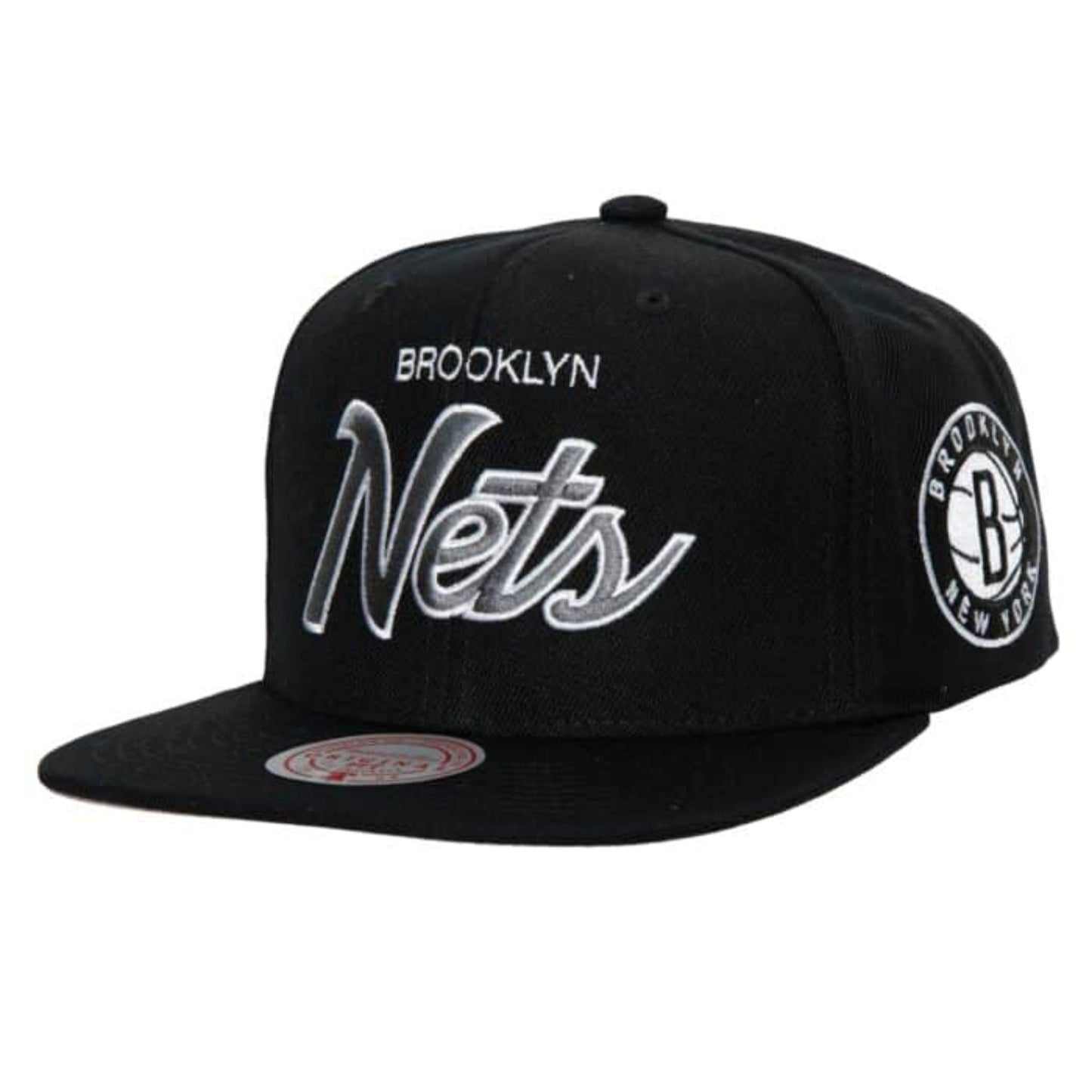 Men's Brooklyn Nets Team Script 2.0 Mitchell & Ness Black Snapback Hat