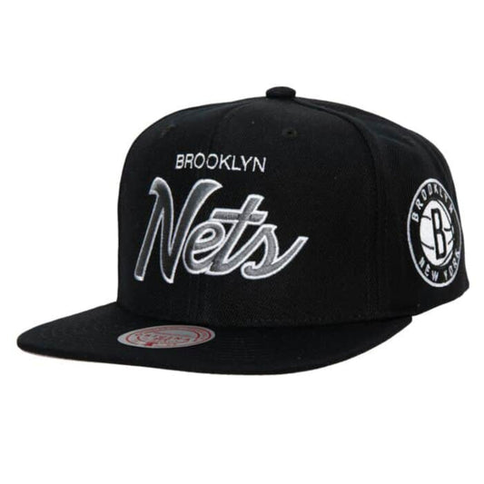 Men's Brooklyn Nets Team Script 2.0 Mitchell & Ness Black Snapback Hat
