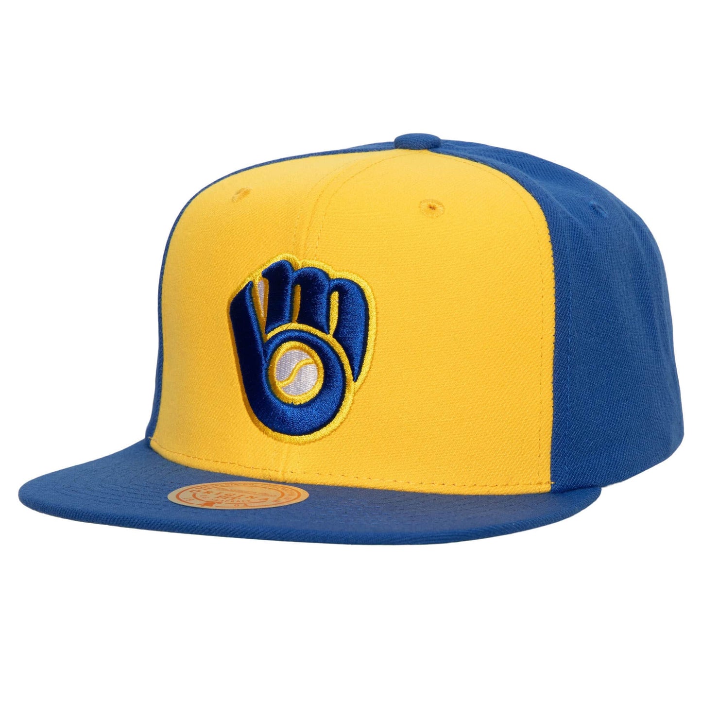 Milwaukee Brewers MLB Mitchell & Ness Evergreen Snapback Coop - Yellow/Blue
