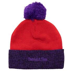 Toronto Raptors Mitchell & Ness Hardwood Classics Two-Tone Cuffed Pom Knit Hat