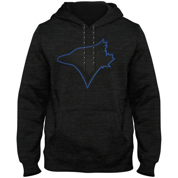 Toronto Blue Jays MLB Poly Express Twill Logo Hoodie - Black Melange - Back in Black