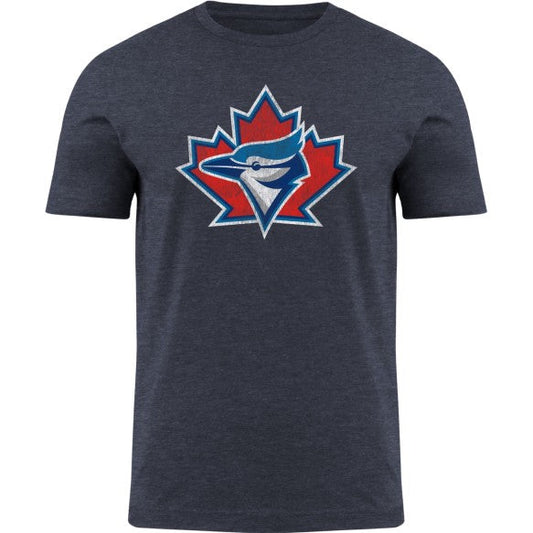 Toronto Blue Jays MLB Cooperstown 1997 Primary Distressed Logo Heathered T-Shirt - Navy