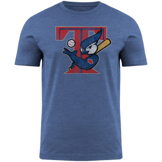 Toronto Blue Jays MLB Cooperstown 2003 Primary Distressed Logo Heathered T-Shirt - Royal