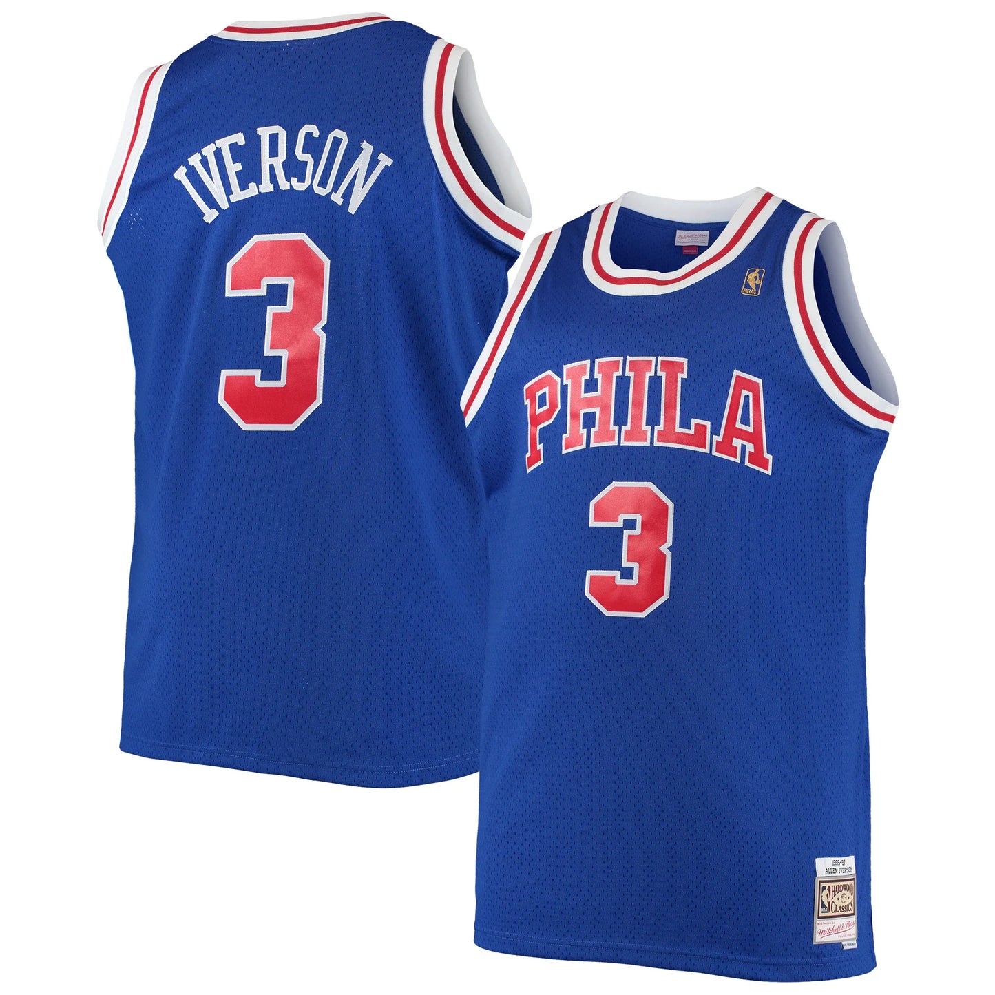 Men's Mitchell & Ness NBA Allen Iverson Philadelphia 76ers Mitchell & Ness 1996/97 Hardwood Classics Swingman Jersey – Royal Blue