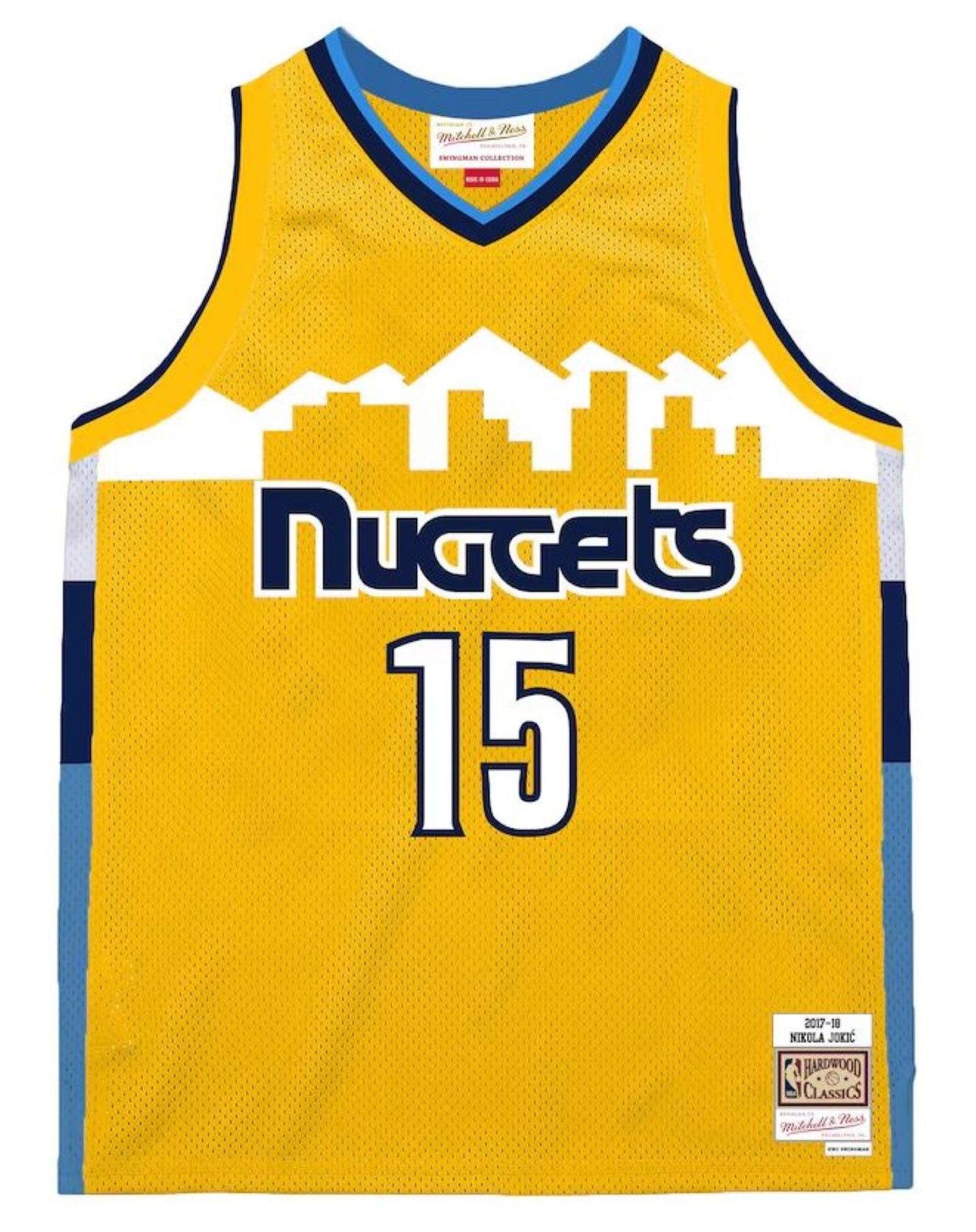 Mitchell & Ness NBA Denver Nuggets Nikola Jokic #15 2017-18 Hardwood Classics Swingman Jersey - Yellow