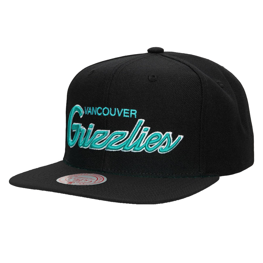 Men's Mitchell & Ness Black Vancouver Grizzlies Hardwood Classics Foundation Script - Snapback Hat