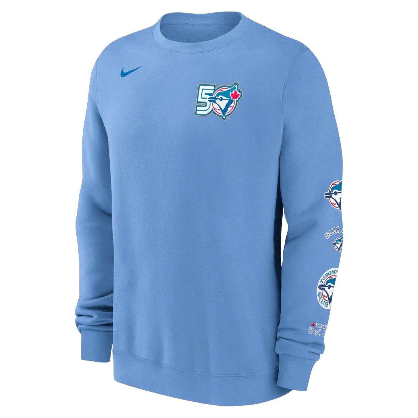 Nike MLB Toronto Blue Jays 50th Season Anniversary Graphic Pullover Crewneck Sweater - Powder Blue