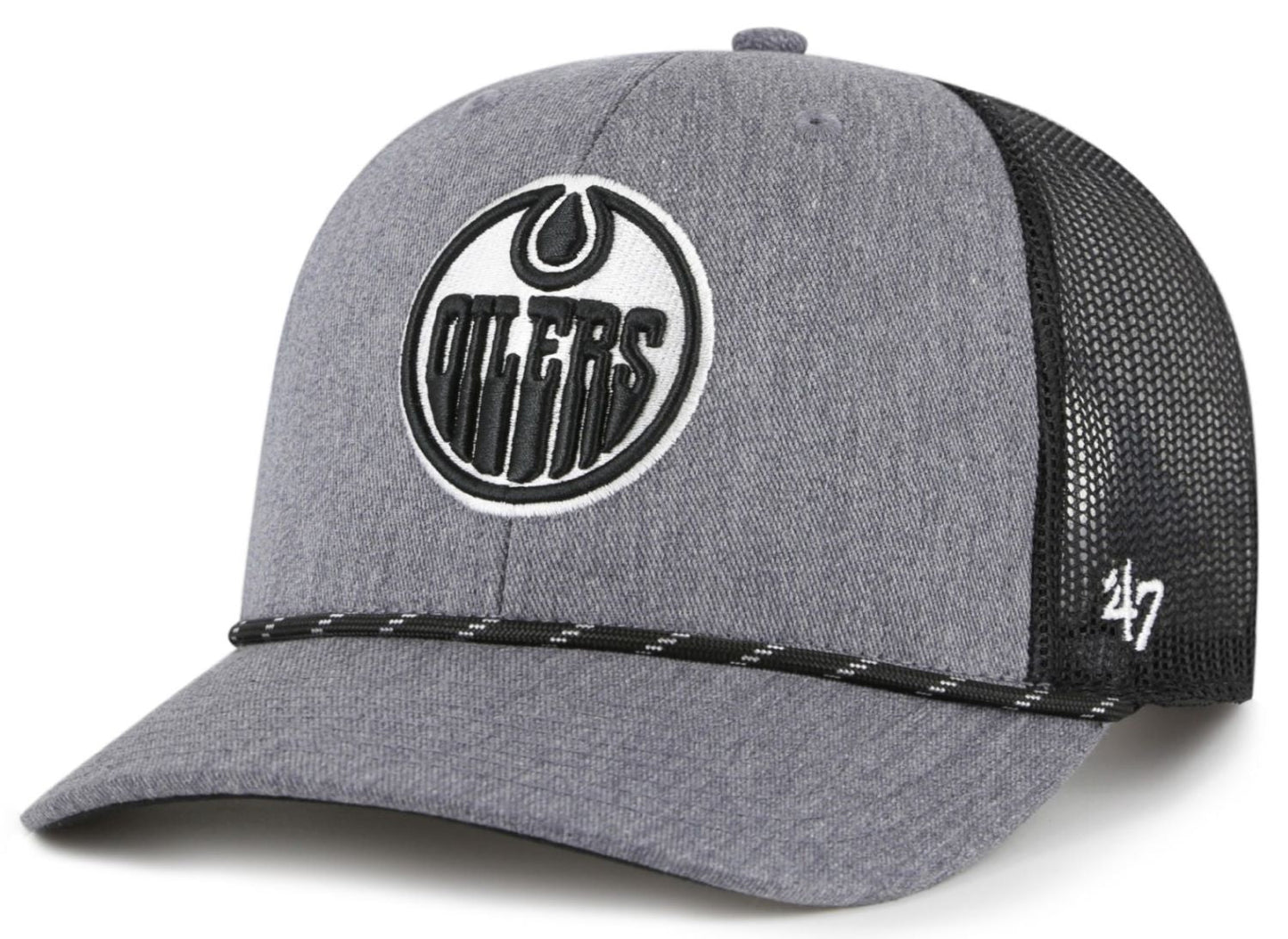 '47 Trucker NHL Edmonton Oilers Carbon Rope Adjustable Mesh Back Cap - Grey