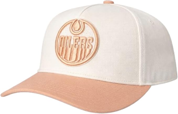 Mitchell & Ness NHL Edmonton Oilers Pro Pinch Fit Two-Tone Adjustable Snapback Hat - Off-White/Peach