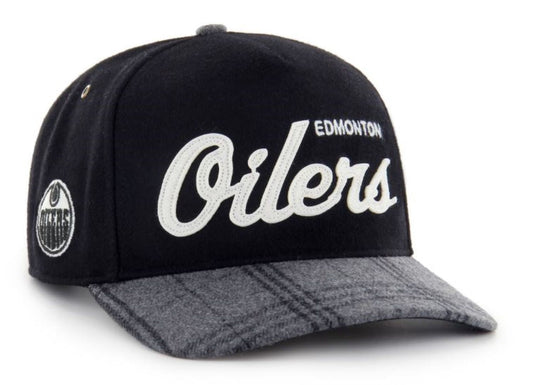'47 NHL Edmonton Oilers Windowpane Plaid Hitch RF Adjustable - Black/Grey