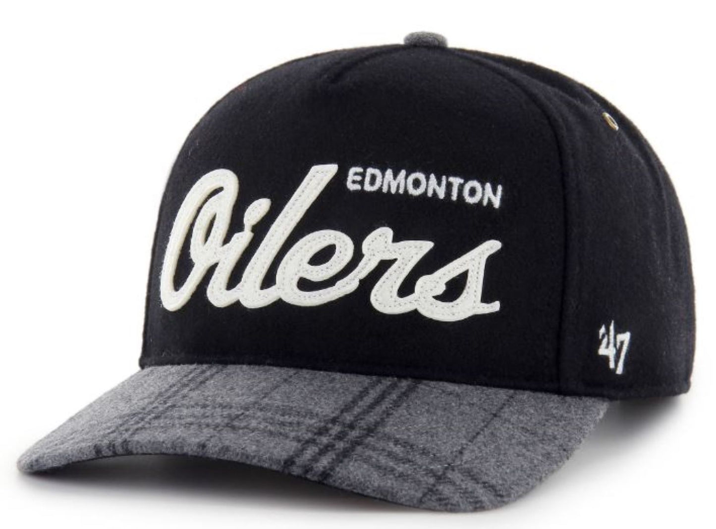 '47 NHL Edmonton Oilers Windowpane Plaid Hitch RF Adjustable - Black/Grey