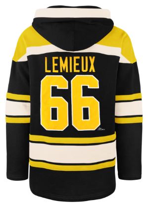 '47 NHL Pittsburgh Penguins Mario Lemieux Captain Patch Player Lacer Hoodie - Black/Yellow