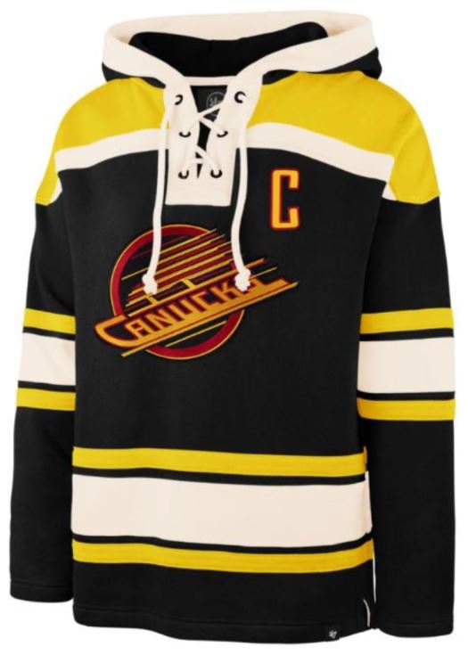 '47 NHL Vancouver Canucks Quinn Hughes Captain Patch Player Lacer Hoodie - Black