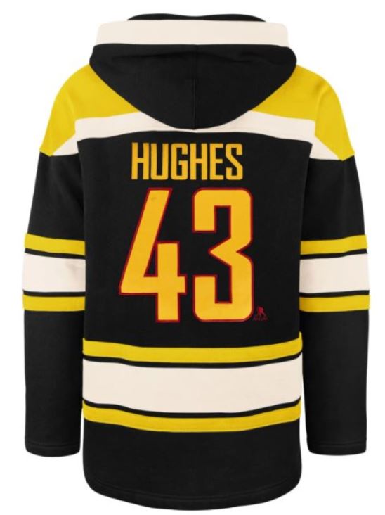 '47 NHL Vancouver Canucks Quinn Hughes Captain Patch Player Lacer Hoodie - Black