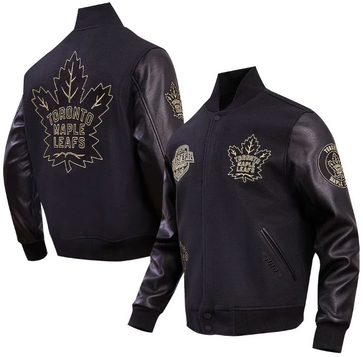 Pro Standard NHL Toronto Maple Leafs Varsity Embroidered Jacket - Black/Gold