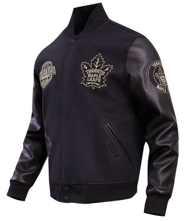 Pro Standard NHL Toronto Maple Leafs Varsity Embroidered Jacket - Black/Gold