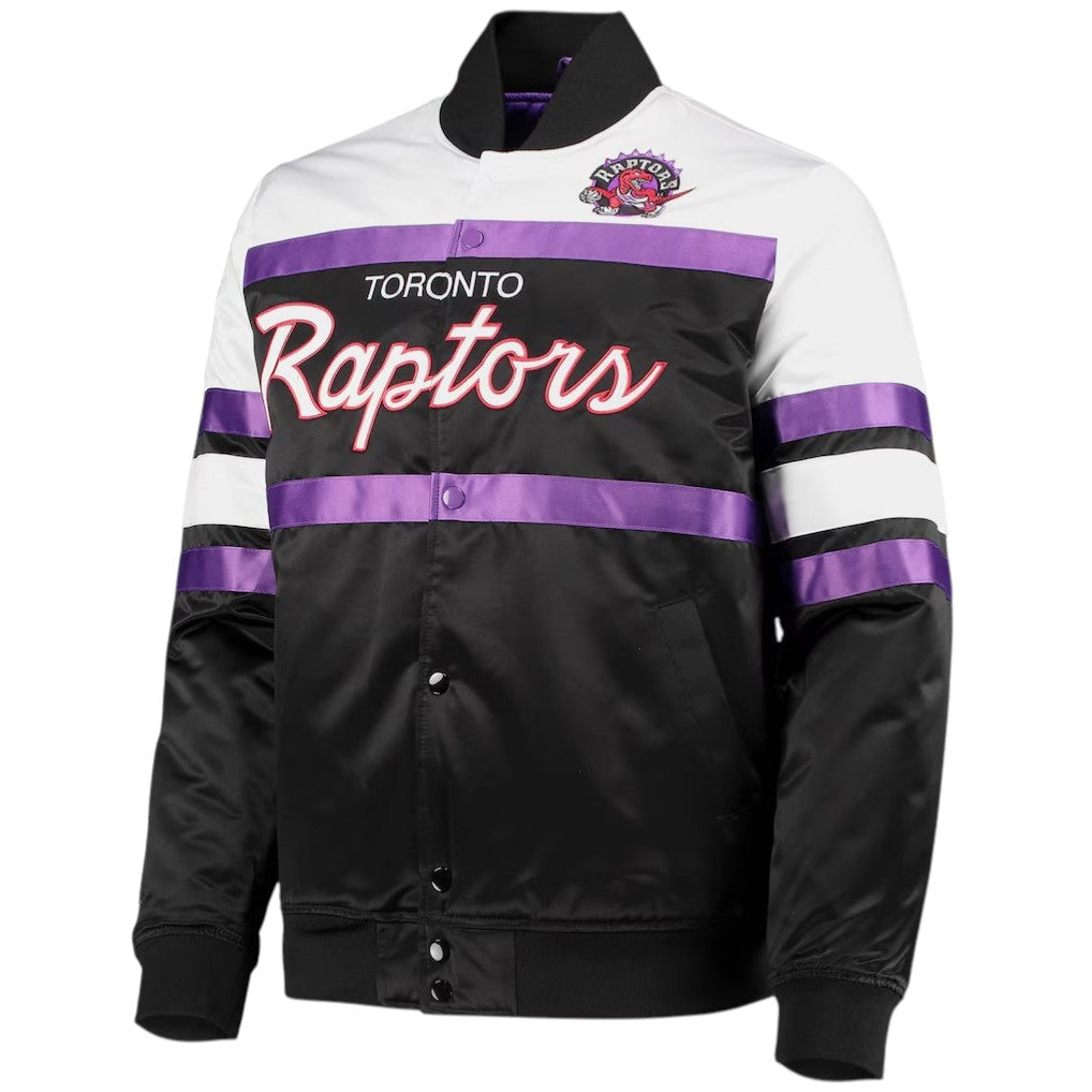Mitchell & Ness NBA Toronto Raptors Hardwood Classics Script Satin Full-Snap Jacket - Black