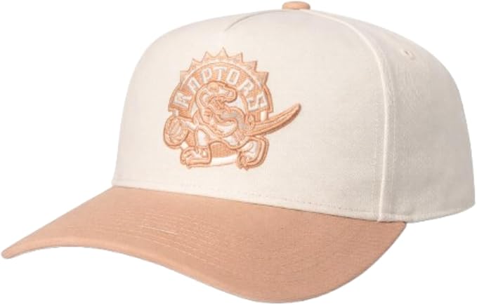 Mitchell & Ness NBA Toronto Raptors Pro Pinch Fit Two-Tone Adjustable Snapback Hat - Off-White/Peach