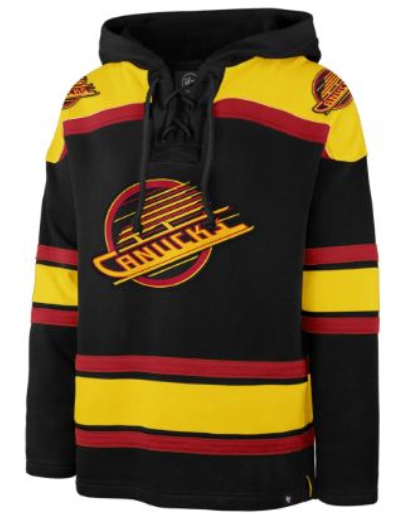'47 NHL Vancouver Canucks Retro Freeze Superior Jersey Lacer Fleece Hoodie - Black/Yellow