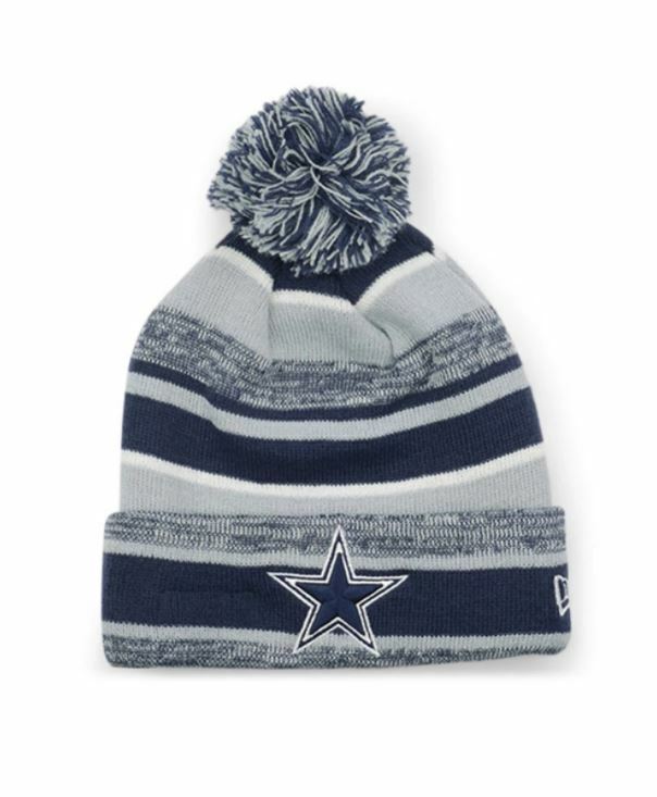 New Era NFL Dallas Cowboys Marled Stripe Knit Beanie Hat Hat With Pom - Team Colors