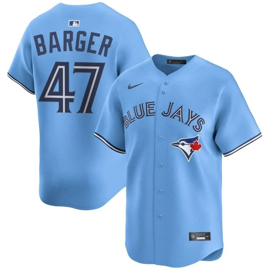 Nike Mens MLB Toronto Blue Jays Addison Barger Alternate Limited Jersey Stitched Name and Number- Powder Blue