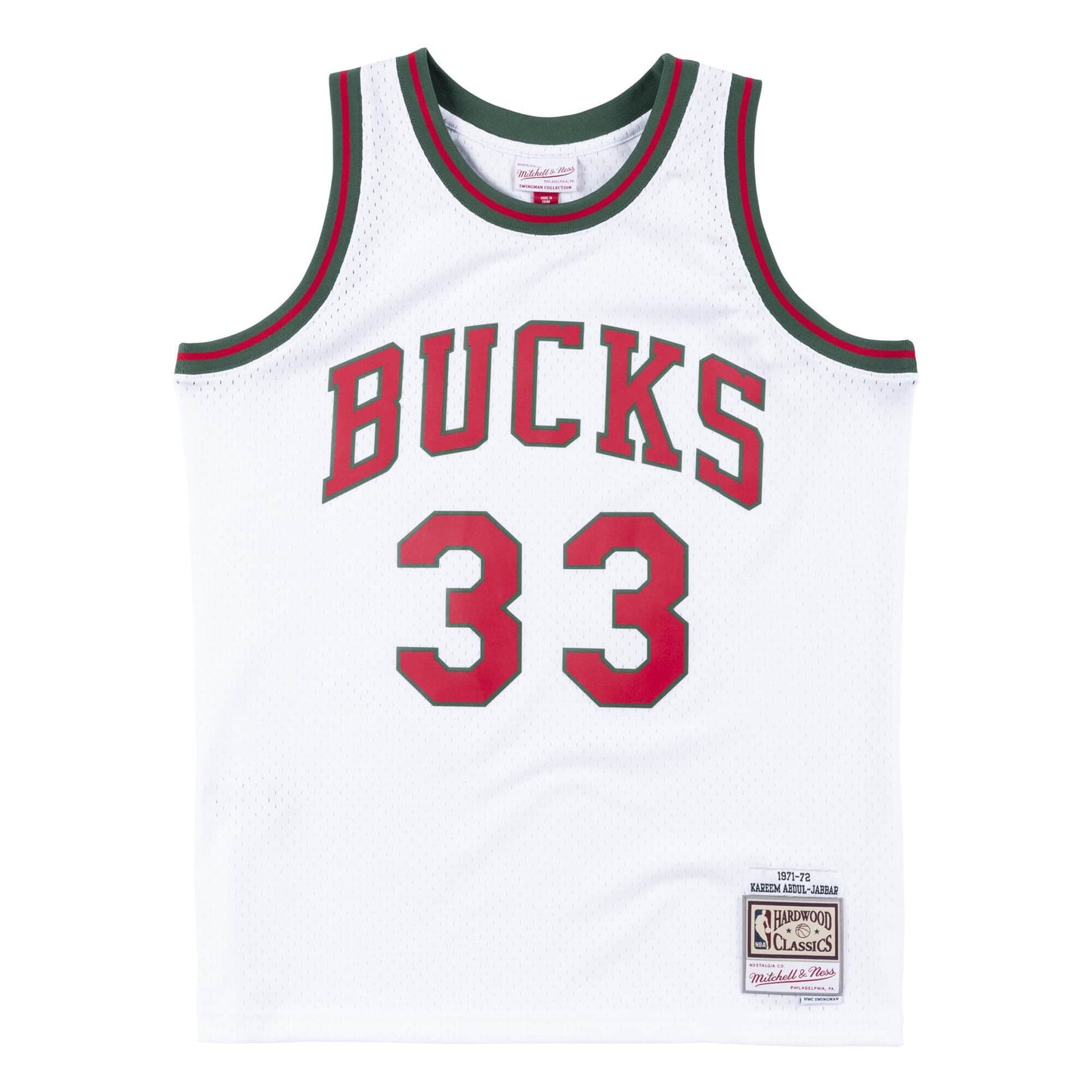 Men's Mitchell & Ness NBA Kareem Abdul-Jabbar Milwaukee Bucks 1971/72 Hardwood Classics Swingman Jersey - White